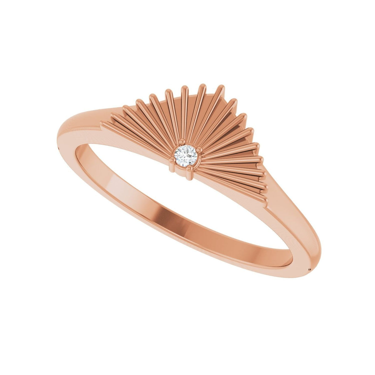 Sapphire Row Natural Diamond Fan Ring - 14K Rose Gold (view 5)