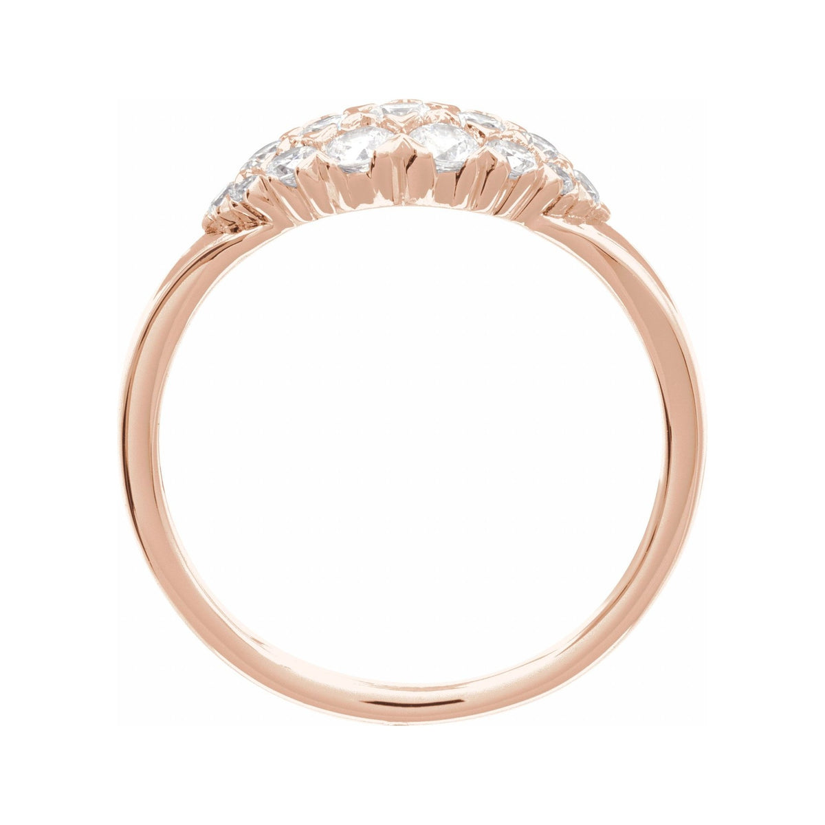 Sapphire Row Natural Diamond Cluster Dome Ring - 14K Rose Gold (view 2)