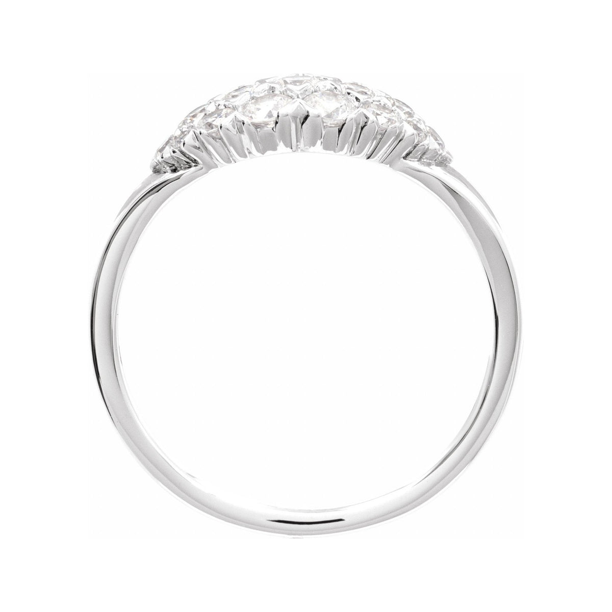 Sapphire Row Natural Diamond Cluster Dome Ring - 14K White Gold (view 2)