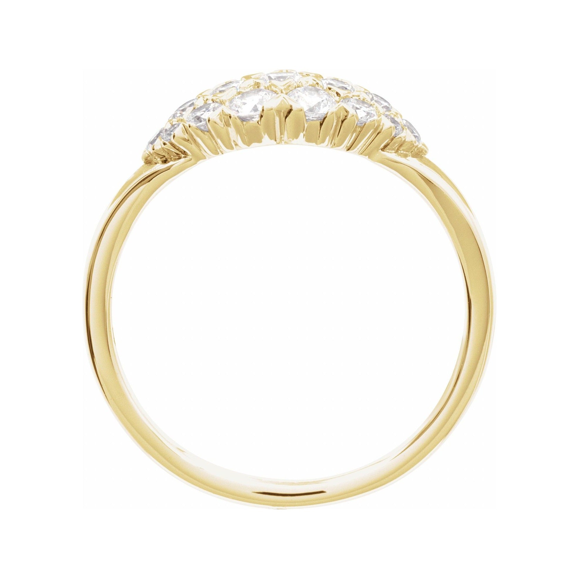 Sapphire Row Natural Diamond Cluster Dome Ring - 14K Yellow Gold (view 2)