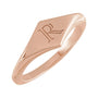 Sapphire Row Engravable Geometric Signet Ring - 14K Rose Gold (view 3)