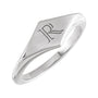 Sapphire Row Engravable Geometric Signet Ring - 14K White Gold (view 3)