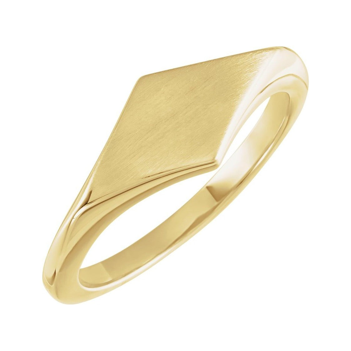 Sapphire Row Engravable Geometric Signet Ring - 18K Yellow Gold