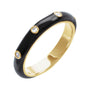 Sapphire Row Natural Diamond Black & White Enamel Ring - 14K Yellow Gold, Black