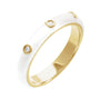Sapphire Row Natural Diamond Black & White Enamel Ring - 14K Yellow Gold, White