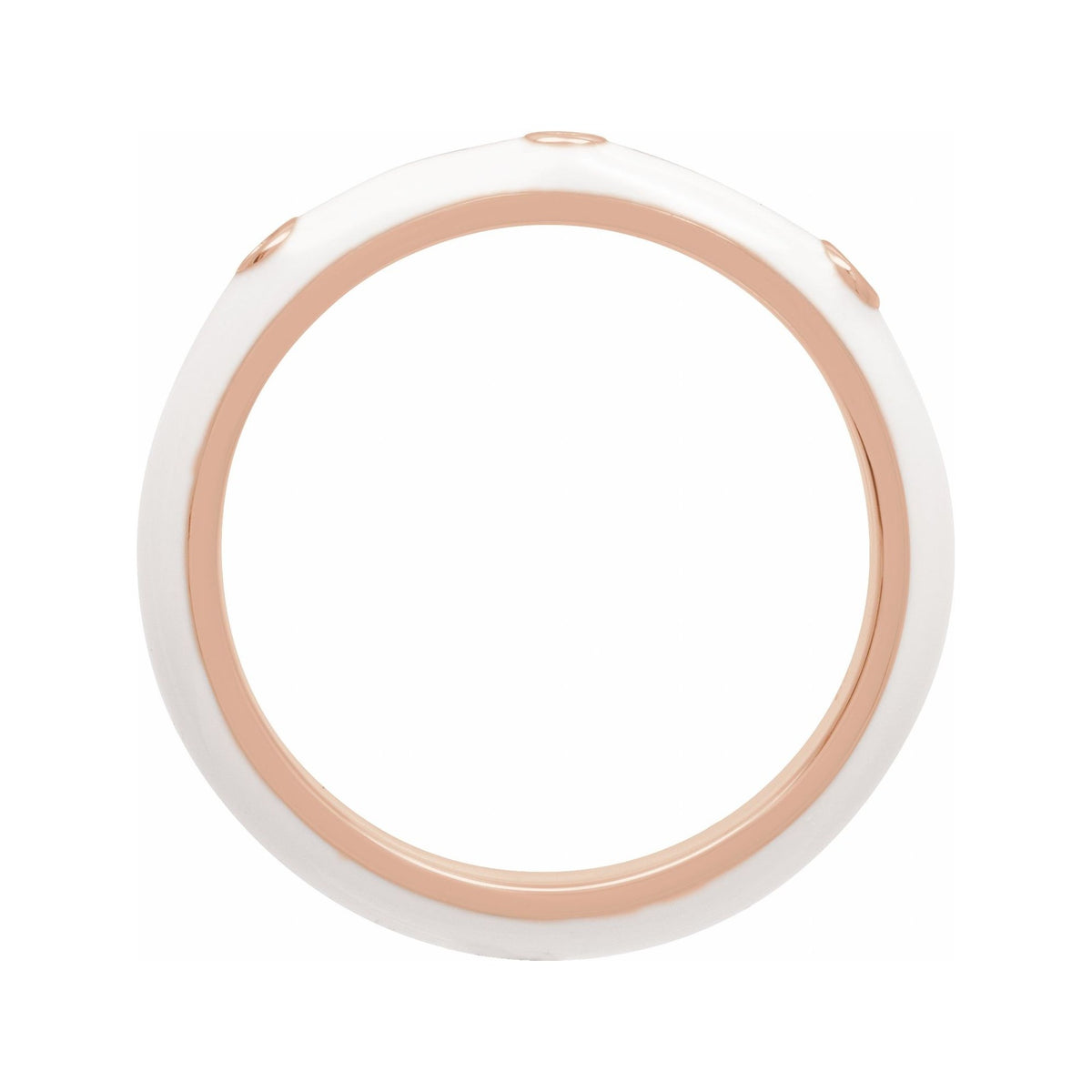 Sapphire Row Natural Diamond Black & White Enamel Ring - 14K Rose Gold, White (view 2)
