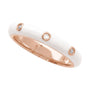 Sapphire Row Natural Diamond Black & White Enamel Ring - 14K Rose Gold, White (view 3)