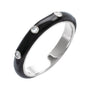 Sapphire Row Natural Diamond Black & White Enamel Ring - 14K White Gold, Black