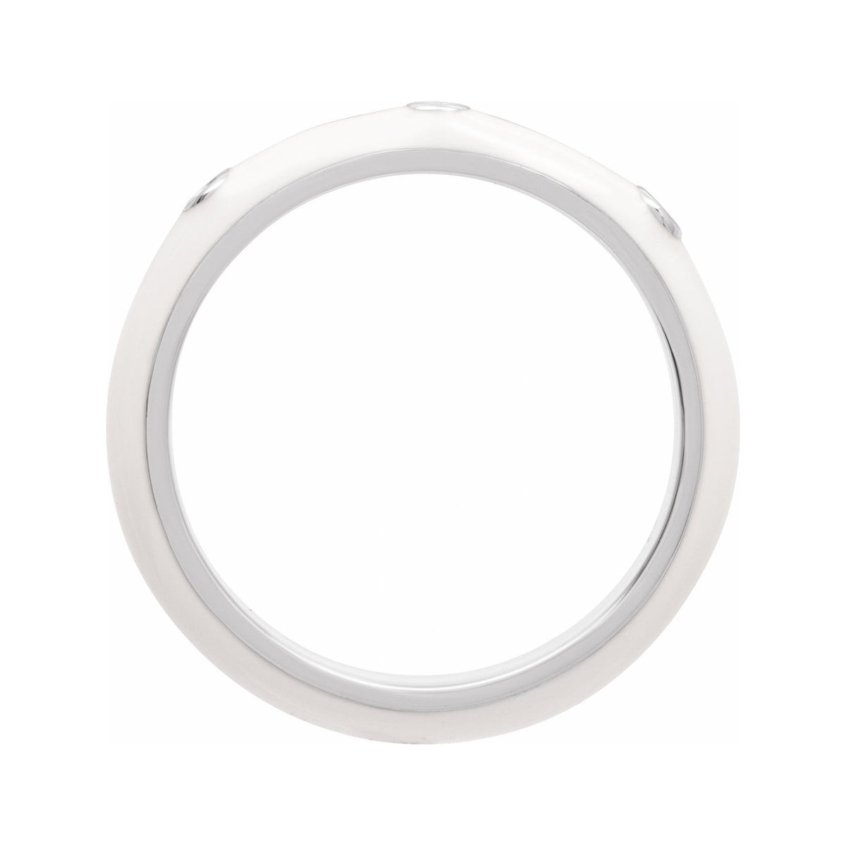 Sapphire Row Natural Diamond Black & White Enamel Ring - 14K White Gold, White (view 2)
