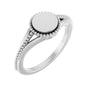 Sapphire Row Engravable Beaded Signet Ring - 14K White Gold