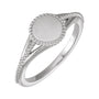 Sapphire Row Engravable Beaded Signet Ring - 14K White Gold (view 6)