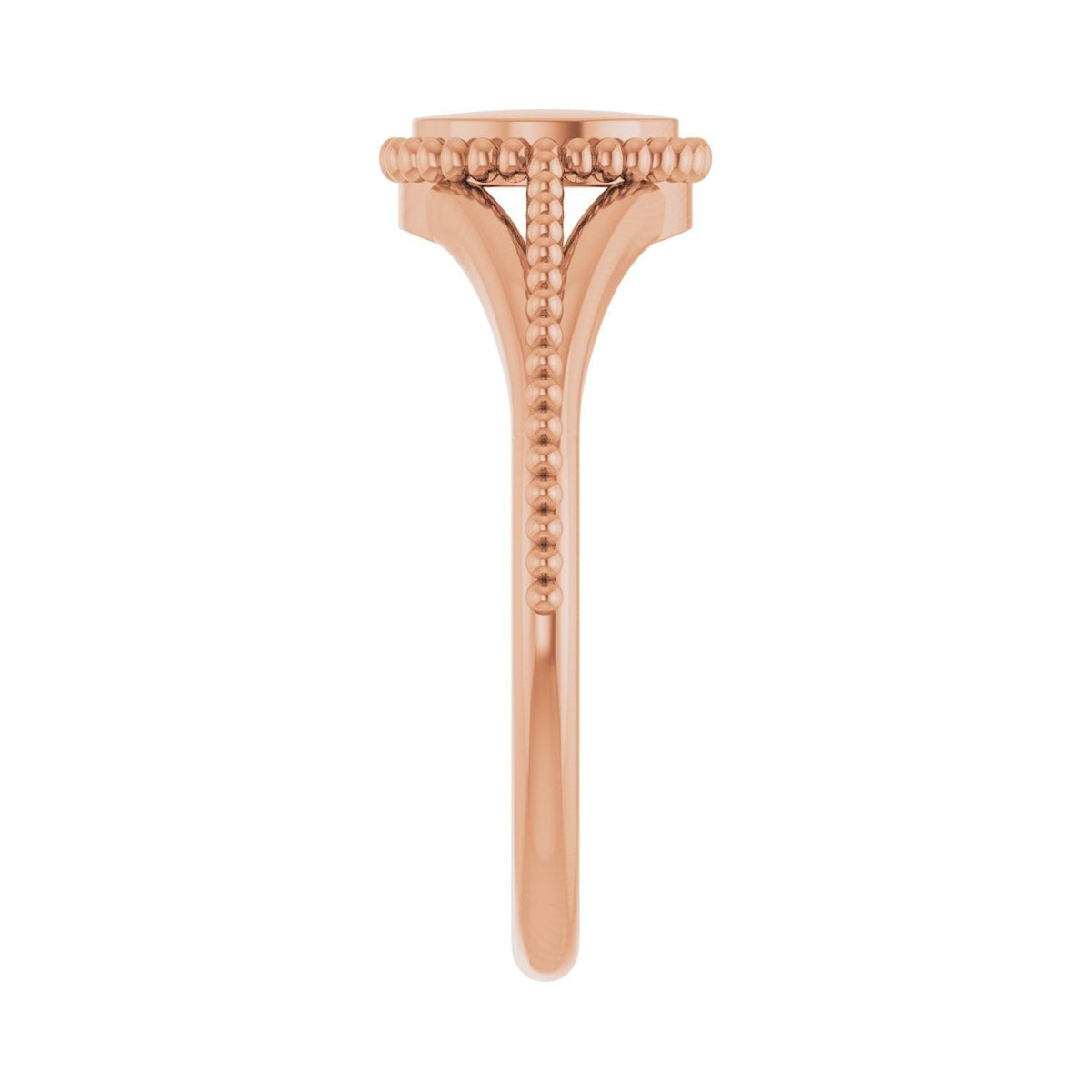 Sapphire Row Engravable Beaded Signet Ring - 14K Rose Gold (view 4)
