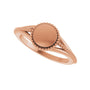 Sapphire Row Engravable Beaded Signet Ring - 14K Rose Gold (view 5)
