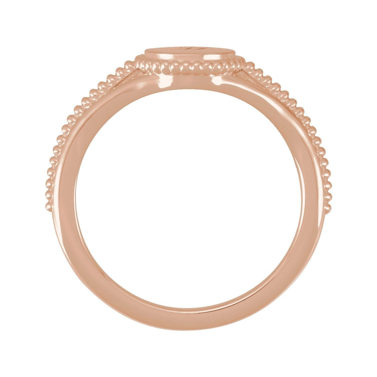 Sapphire Row Engravable Beaded Signet Ring - 14K Rose Gold (view 9)