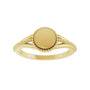 Sapphire Row Engravable Beaded Signet Ring - 14K Yellow Gold (view 3)