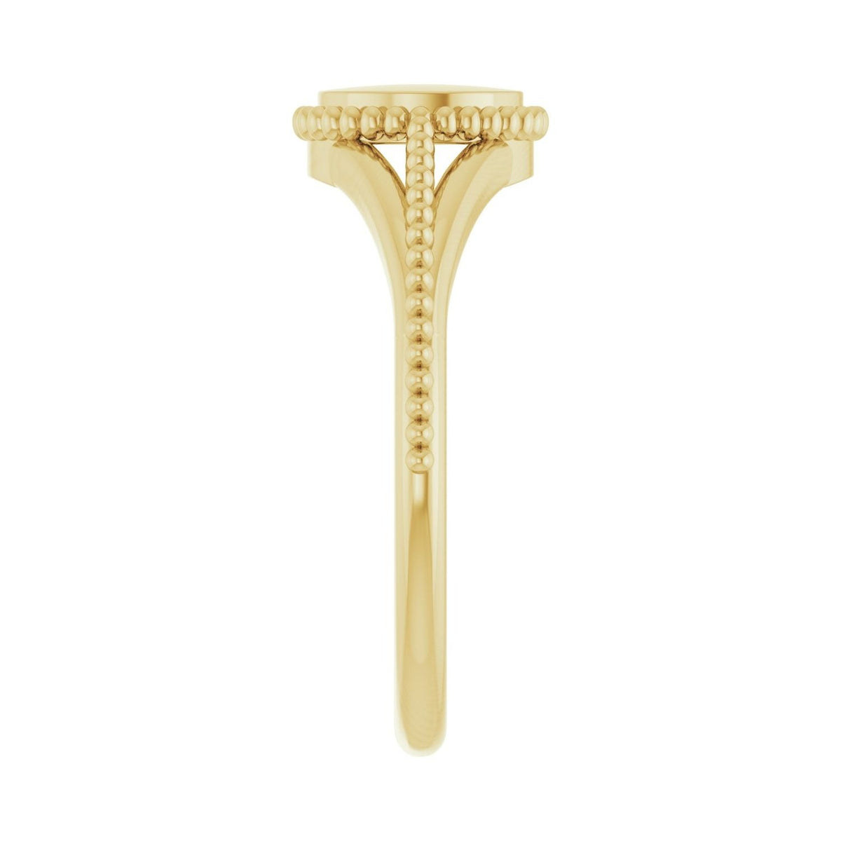 Sapphire Row Engravable Beaded Signet Ring - 14K Yellow Gold (view 4)