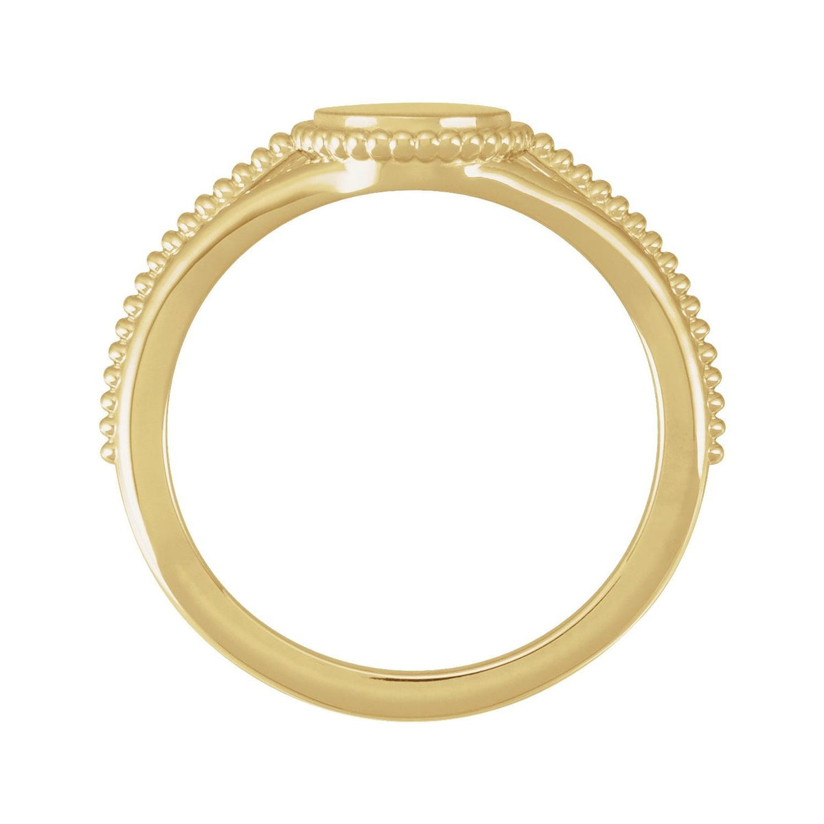 Sapphire Row Engravable Beaded Signet Ring - 14K Yellow Gold (view 7)