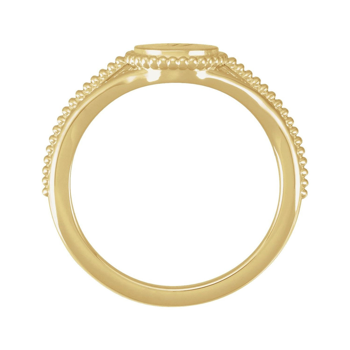 Sapphire Row Engravable Beaded Signet Ring - 14K Yellow Gold (view 9)