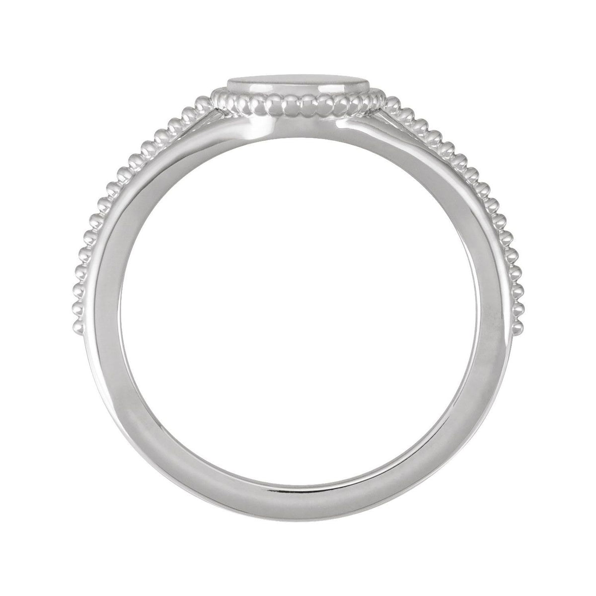 Sapphire Row Engravable Beaded Signet Ring - Platinum (view 7)