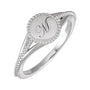Sapphire Row Engravable Beaded Signet Ring - Platinum (view 8)