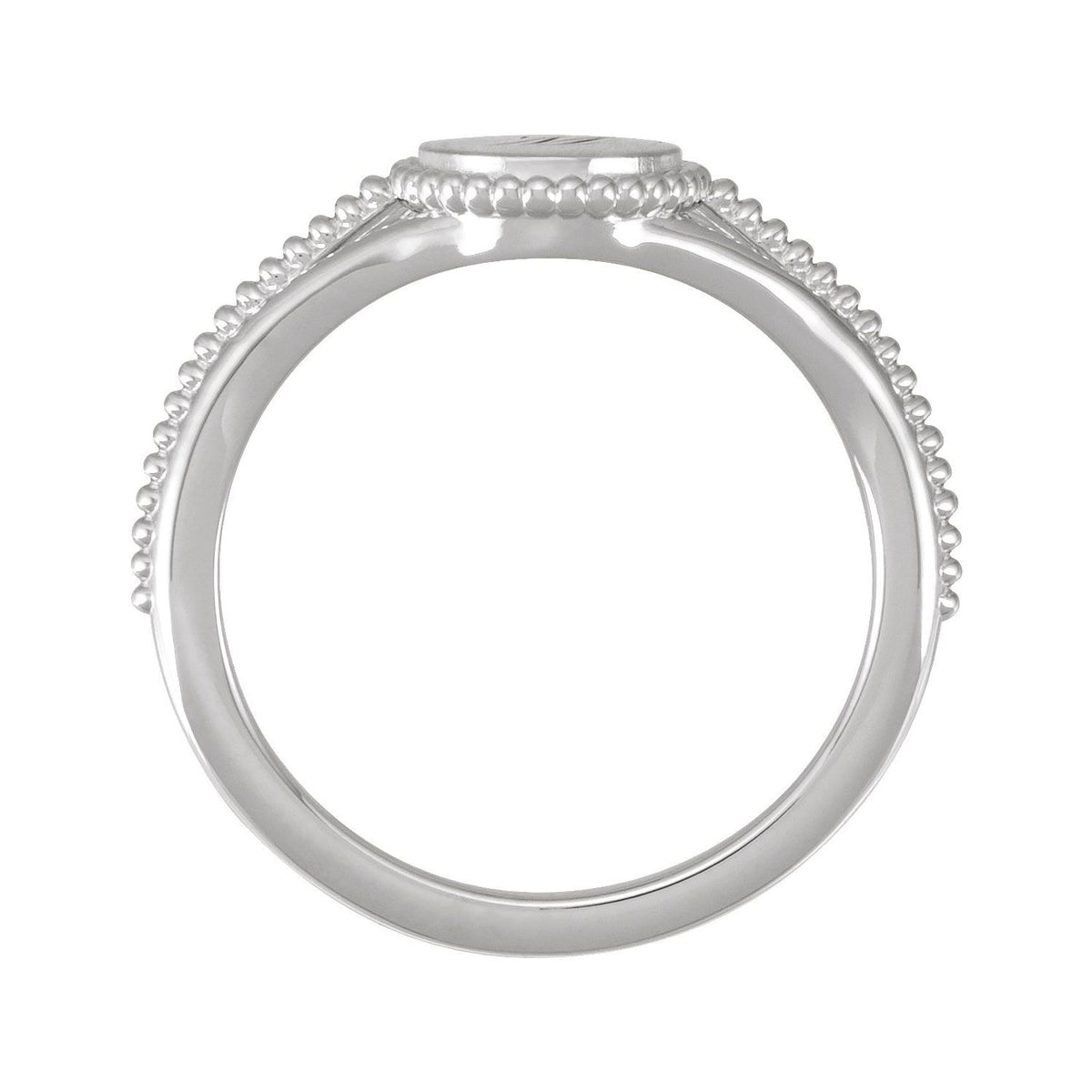 Sapphire Row Engravable Beaded Signet Ring - Platinum (view 9)