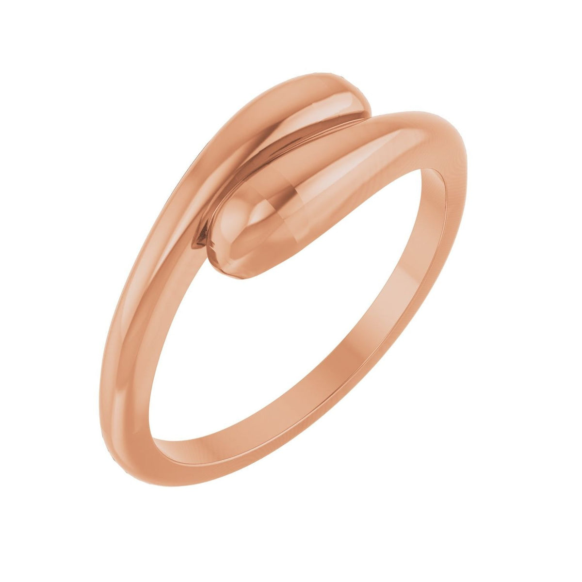 Sapphire Row Gold Domed Bypass Ring - 14K Rose Gold