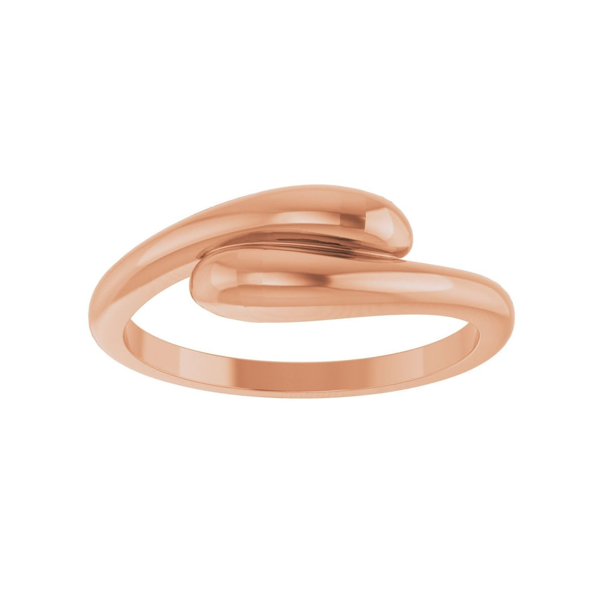 Sapphire Row Gold Domed Bypass Ring - 14K Rose Gold (view 3)