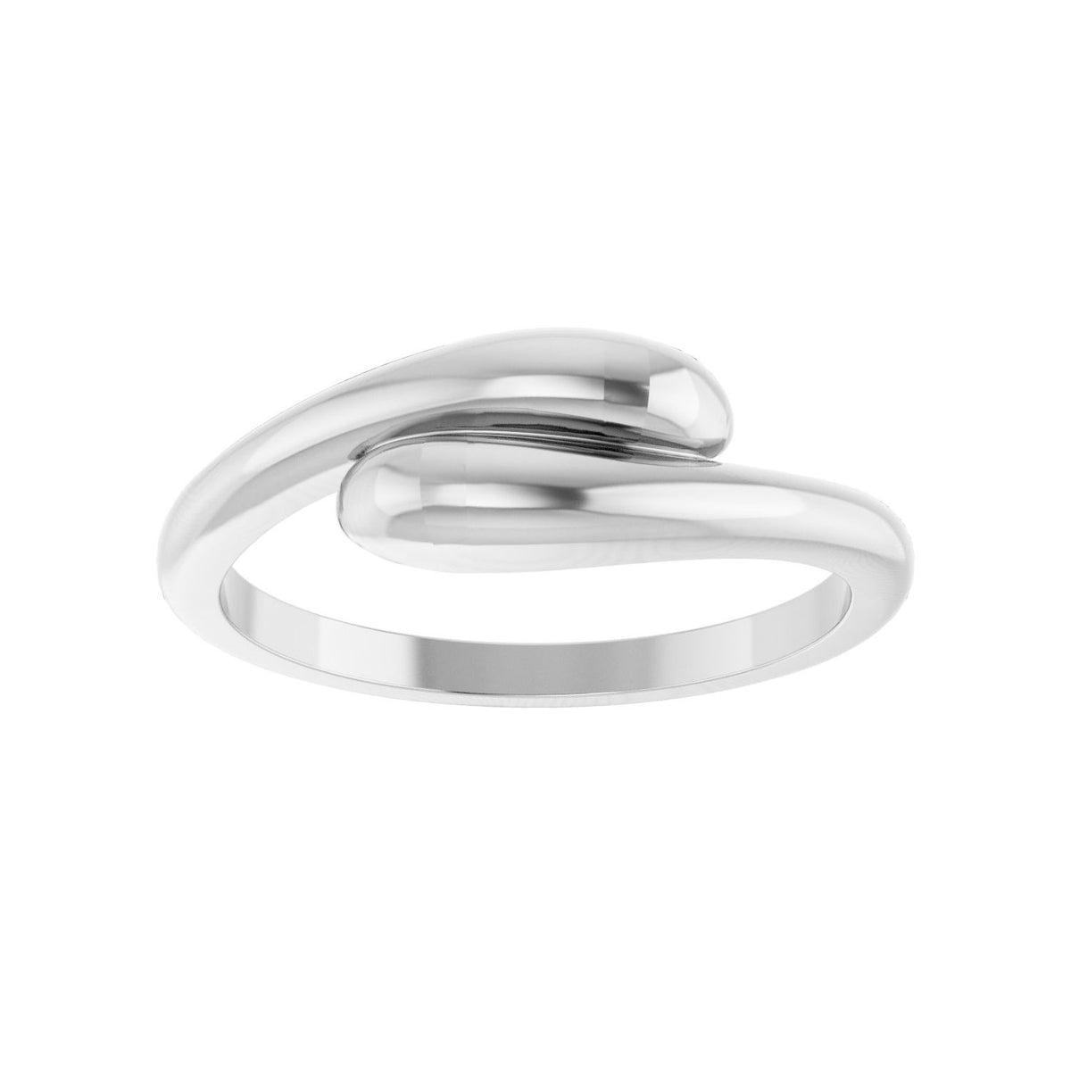 Sapphire Row Gold Domed Bypass Ring - Platinum (view 3)