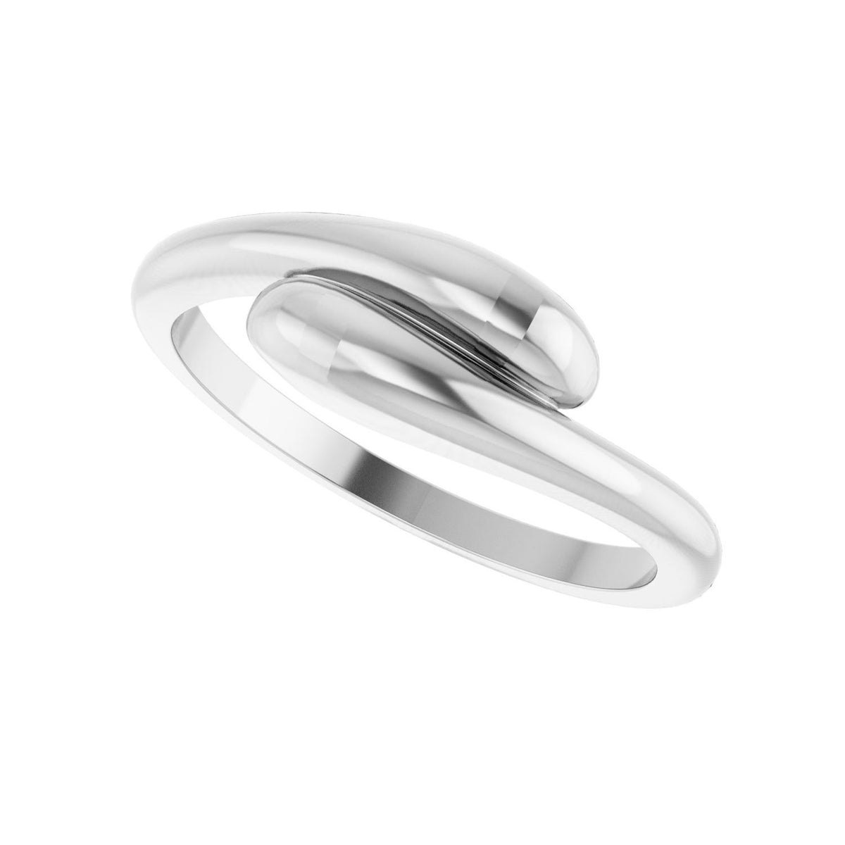 Sapphire Row Gold Domed Bypass Ring - Platinum (view 5)