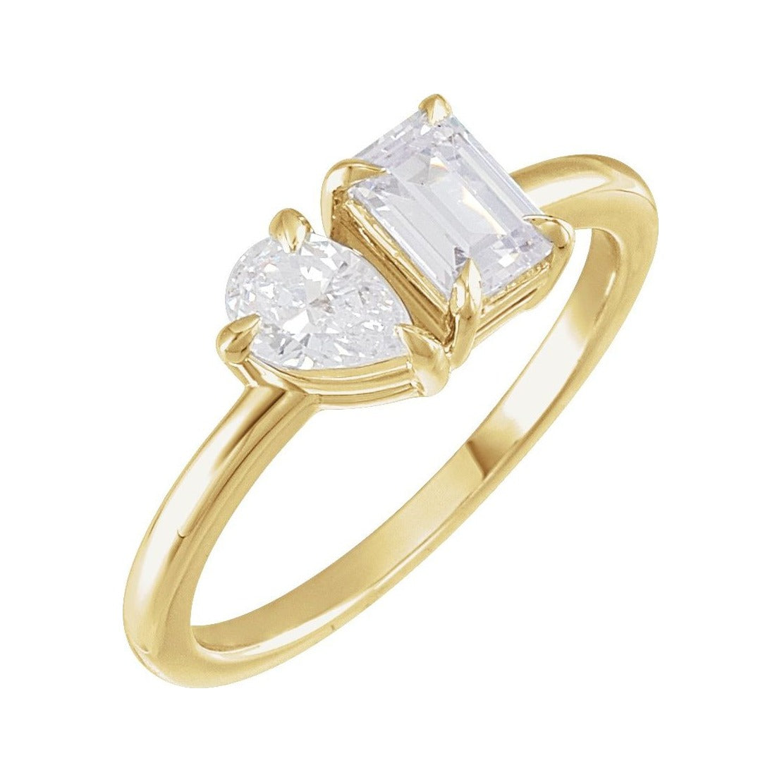 Sapphire Row Lab-Grown Diamond Toi et Moi Ring - 14K Yellow Gold