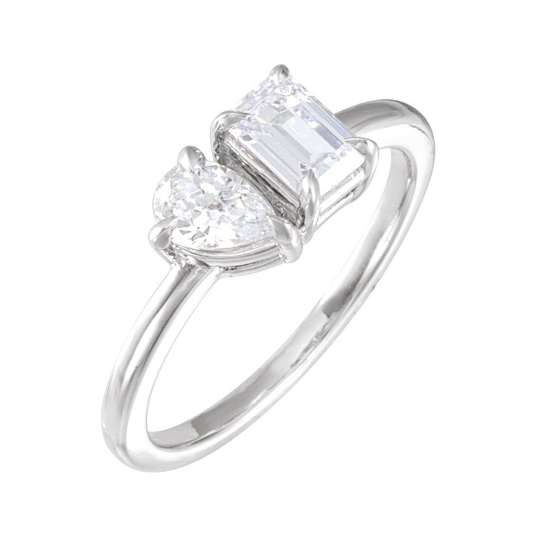 Sapphire Row Lab-Grown Diamond Toi et Moi Ring - 14K White Gold