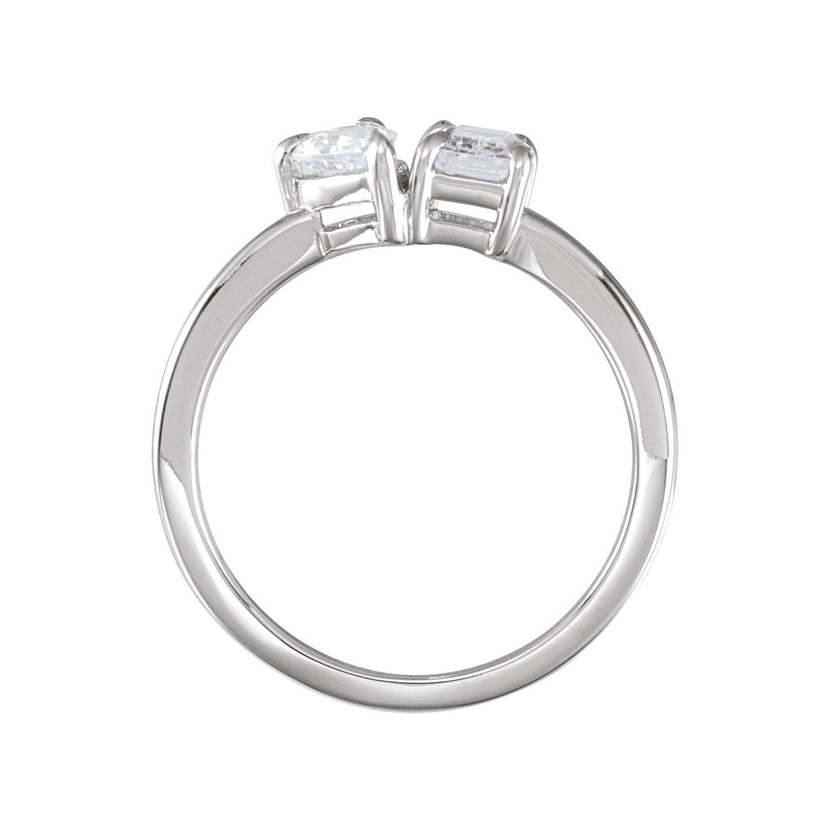 Sapphire Row Lab-Grown Diamond Toi et Moi Ring - 14K White Gold (view 2)