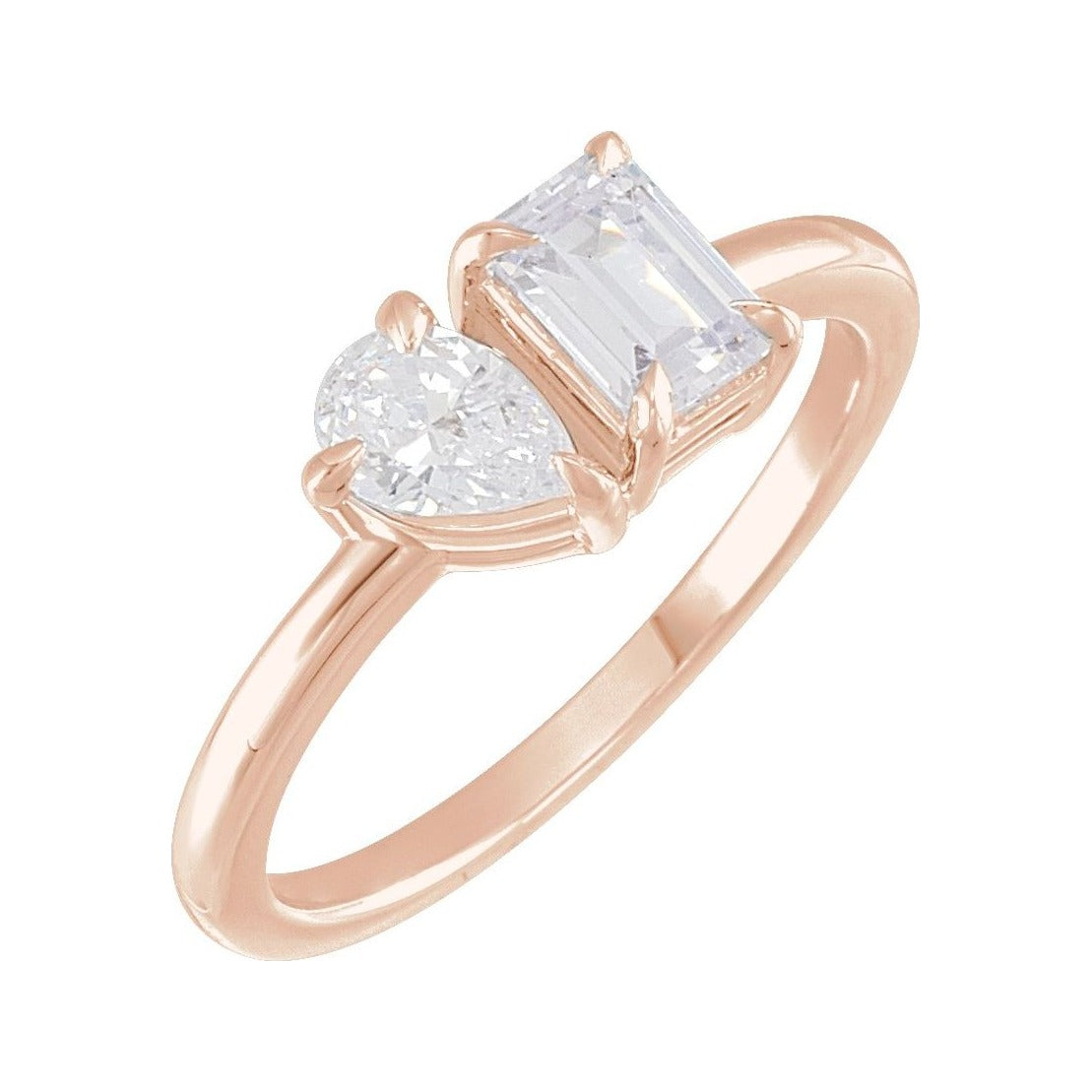 Sapphire Row Lab-Grown Diamond Toi et Moi Ring - 14K Rose Gold