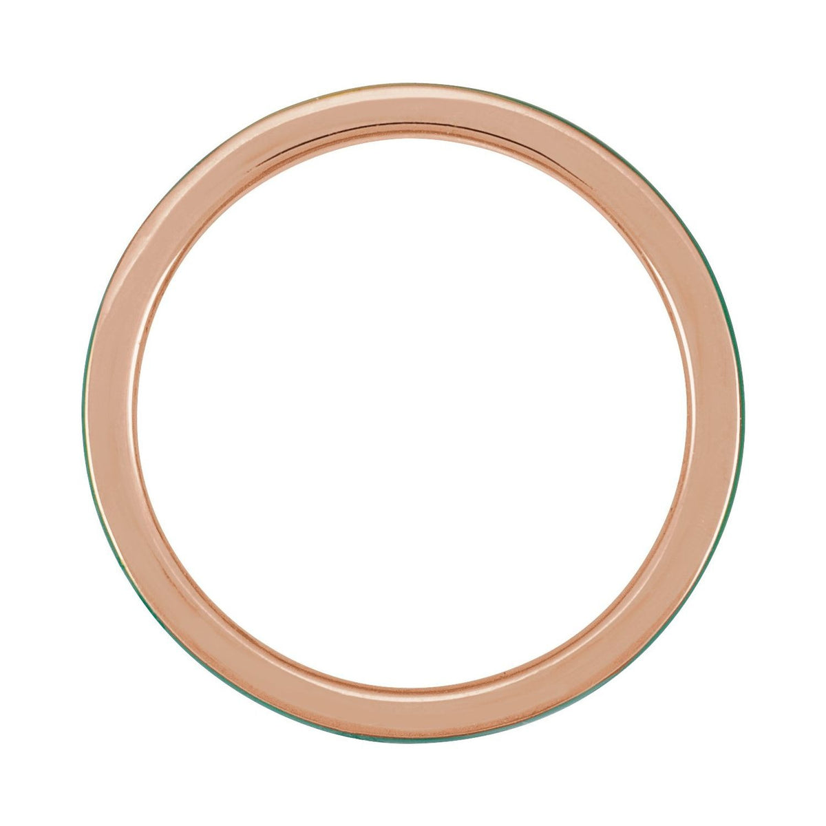 Sapphire Row Gold Enamel Stackable Ring - 14K Rose Gold, Green (view 2)