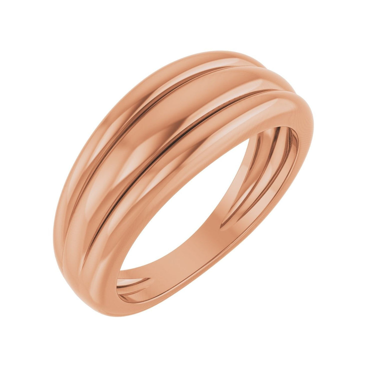 Sapphire Row Gold Triple Dome Ring - 14K Rose Gold