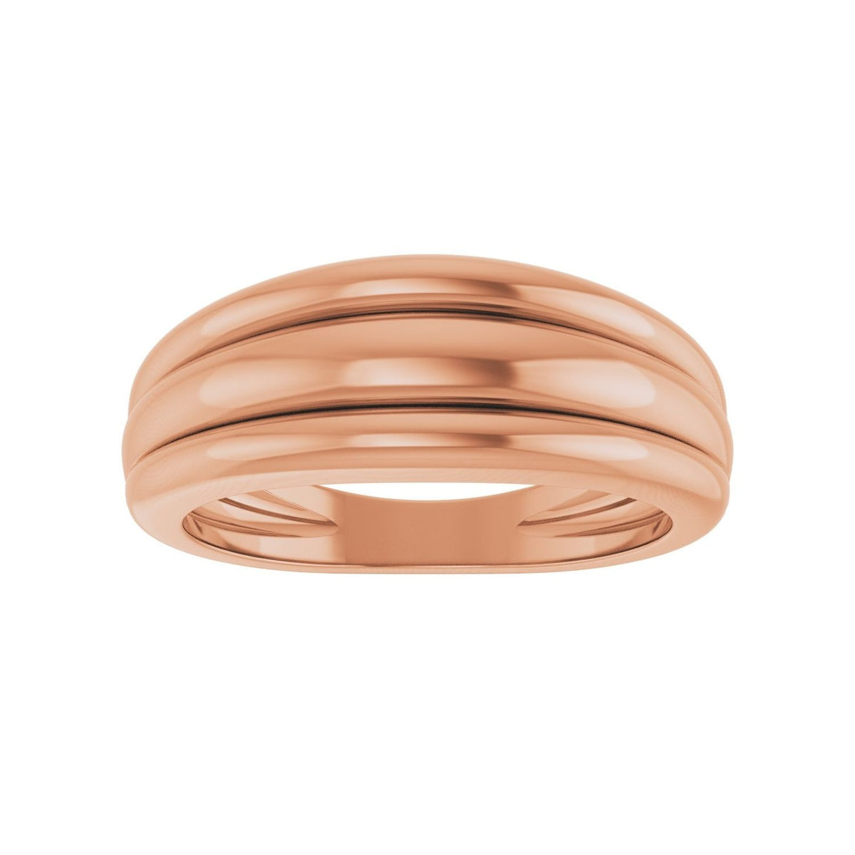 Sapphire Row Gold Triple Dome Ring - 14K Rose Gold (view 3)
