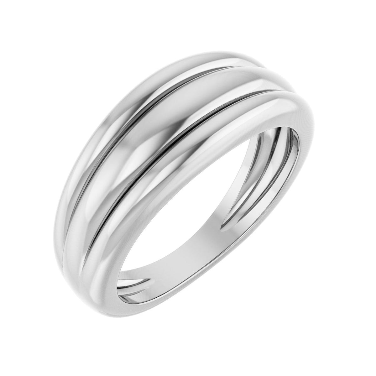Sapphire Row Gold Triple Dome Ring - 14K White Gold