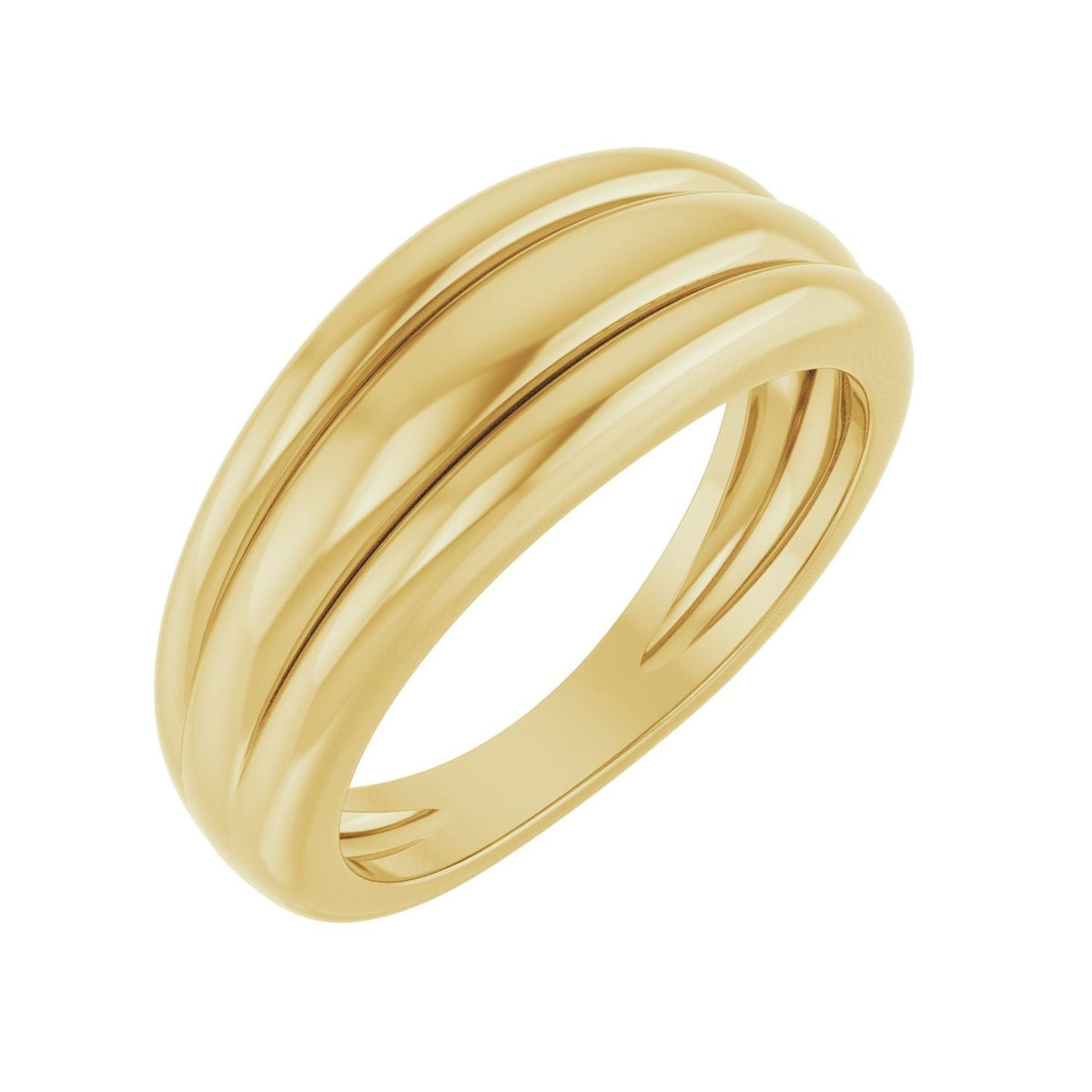 Sapphire Row Gold Triple Dome Ring - 14K Yellow Gold