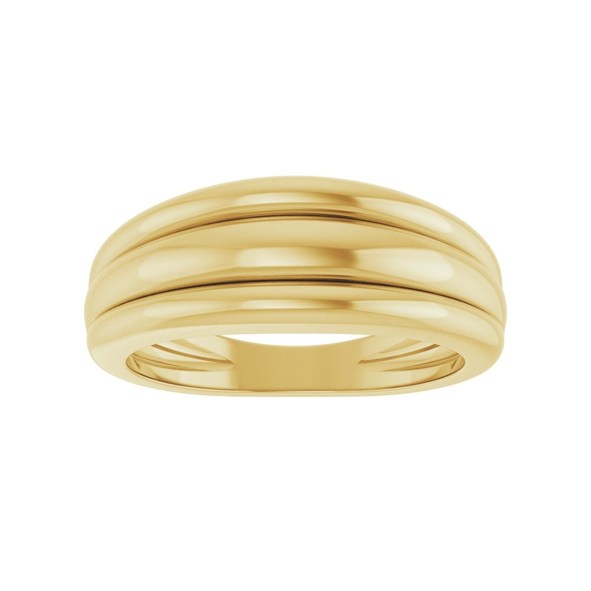 Sapphire Row Gold Triple Dome Ring - 14K Yellow Gold (view 3)