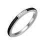 Sapphire Row Natural Diamond Pavé Enamel Stackable Ring - 14K White Gold, Black