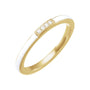 Sapphire Row Natural Diamond Pavé Enamel Stackable Ring - 14K Yellow Gold, White