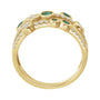Sapphire Row Natural Gemstone Bubble Bezel Multi-Row Ring - Emerald, 14K Yellow Gold (view 2)