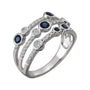 Sapphire Row Natural Gemstone Bubble Bezel Multi-Row Ring - Blue Sapphire, 14K White Gold