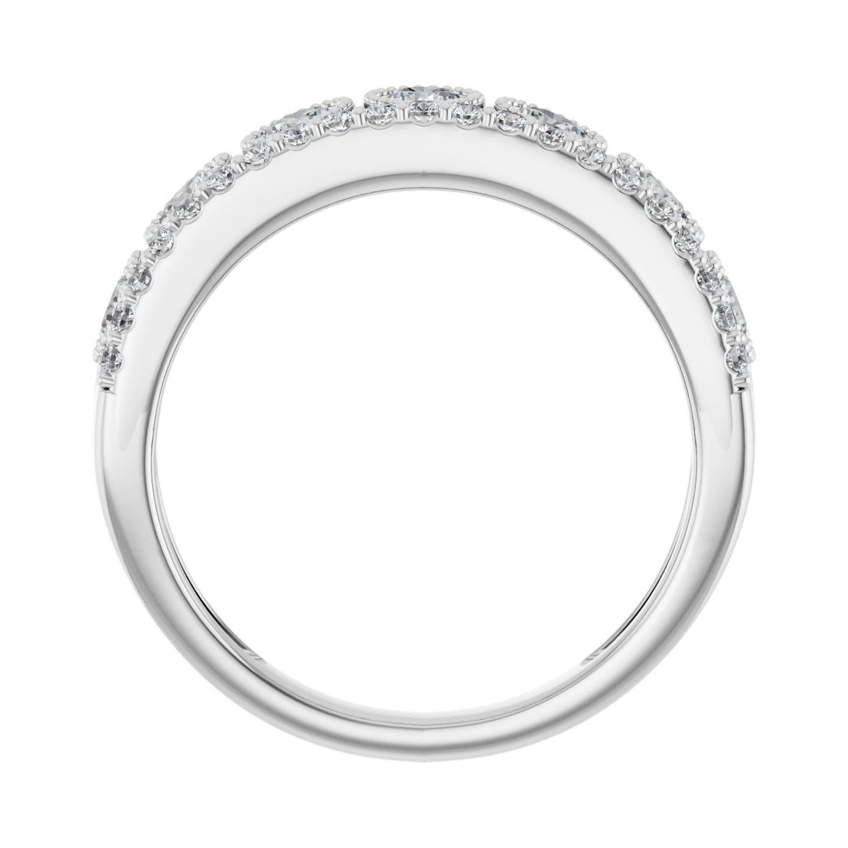 Sapphire Row Lab-Grown Diamond Milgrain Bezel Ring - 14K White Gold (view 2)