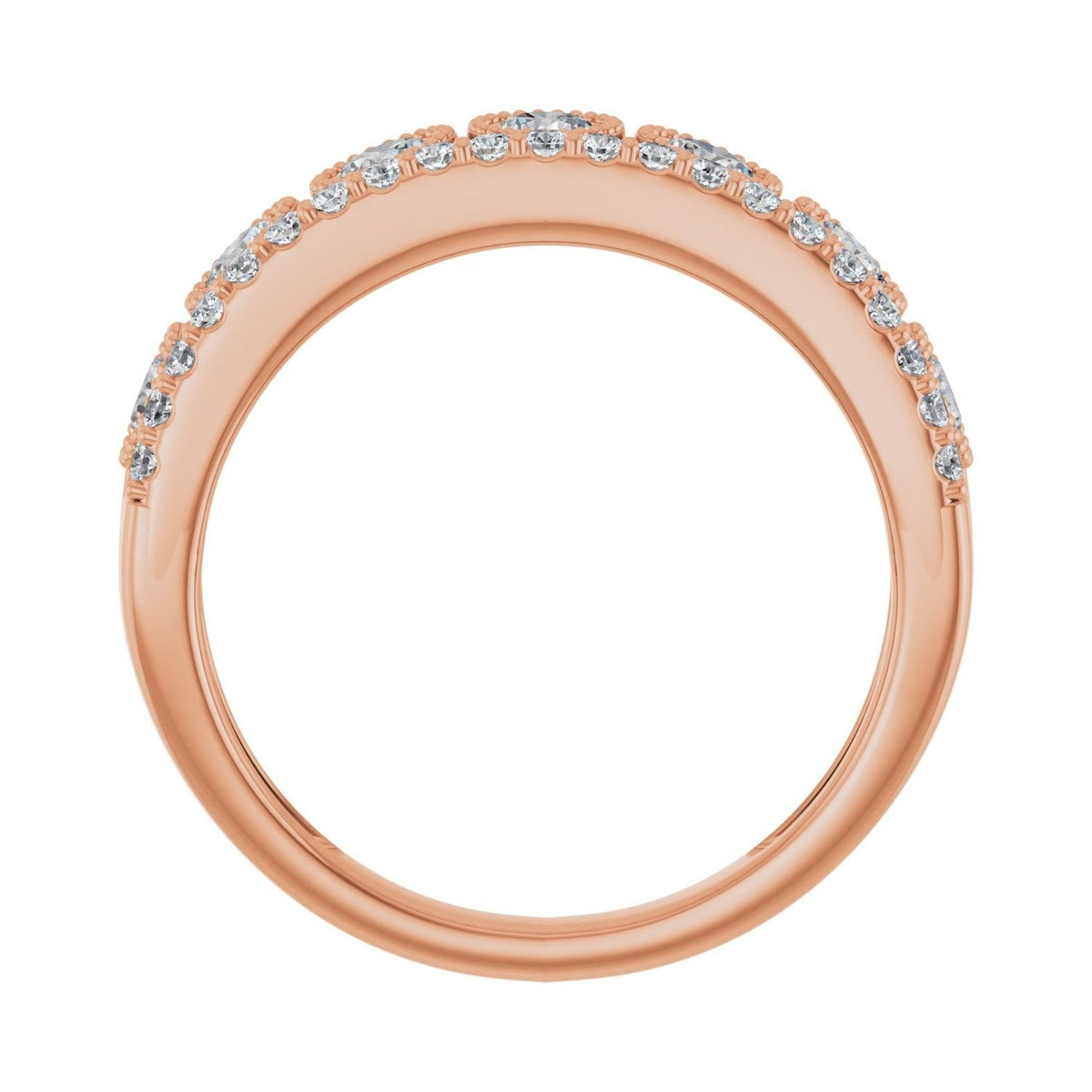 Sapphire Row Lab-Grown Diamond Milgrain Bezel Ring - 14K Rose Gold (view 2)