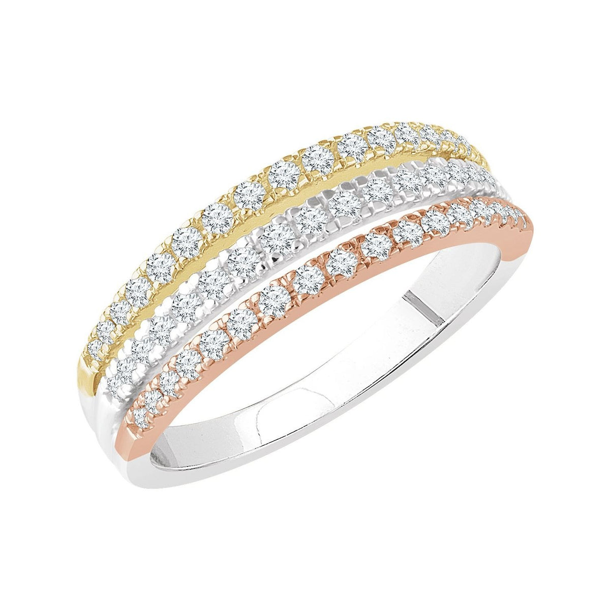 Sapphire Row Natural Diamond Tri-Color Pavé Ring - Default Title