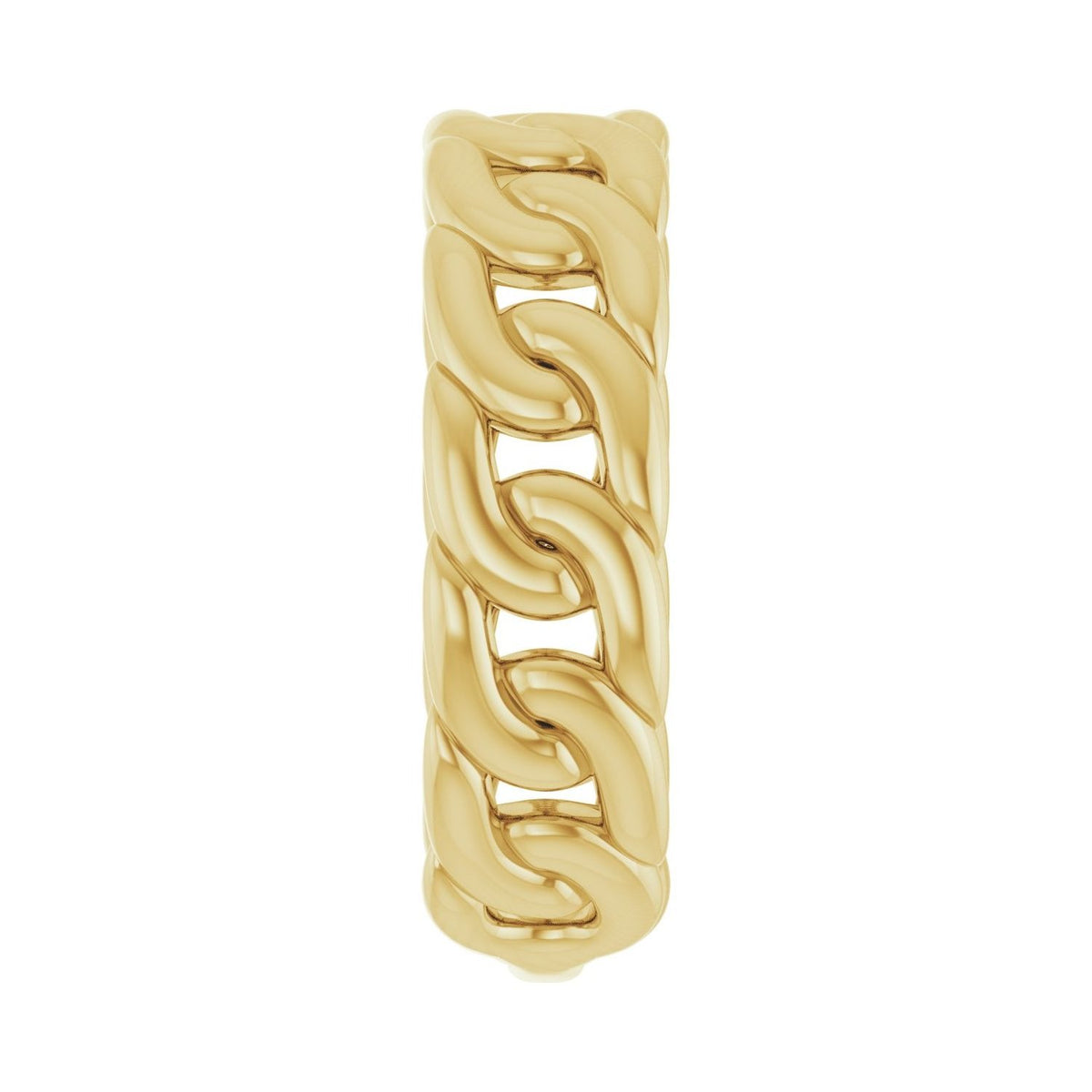 Sapphire Row Gold Chunky Chain Link Ring - 14K Yellow Gold (view 4)