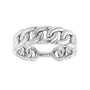 Sapphire Row Gold Chunky Chain Link Ring - 14K White Gold (view 3)