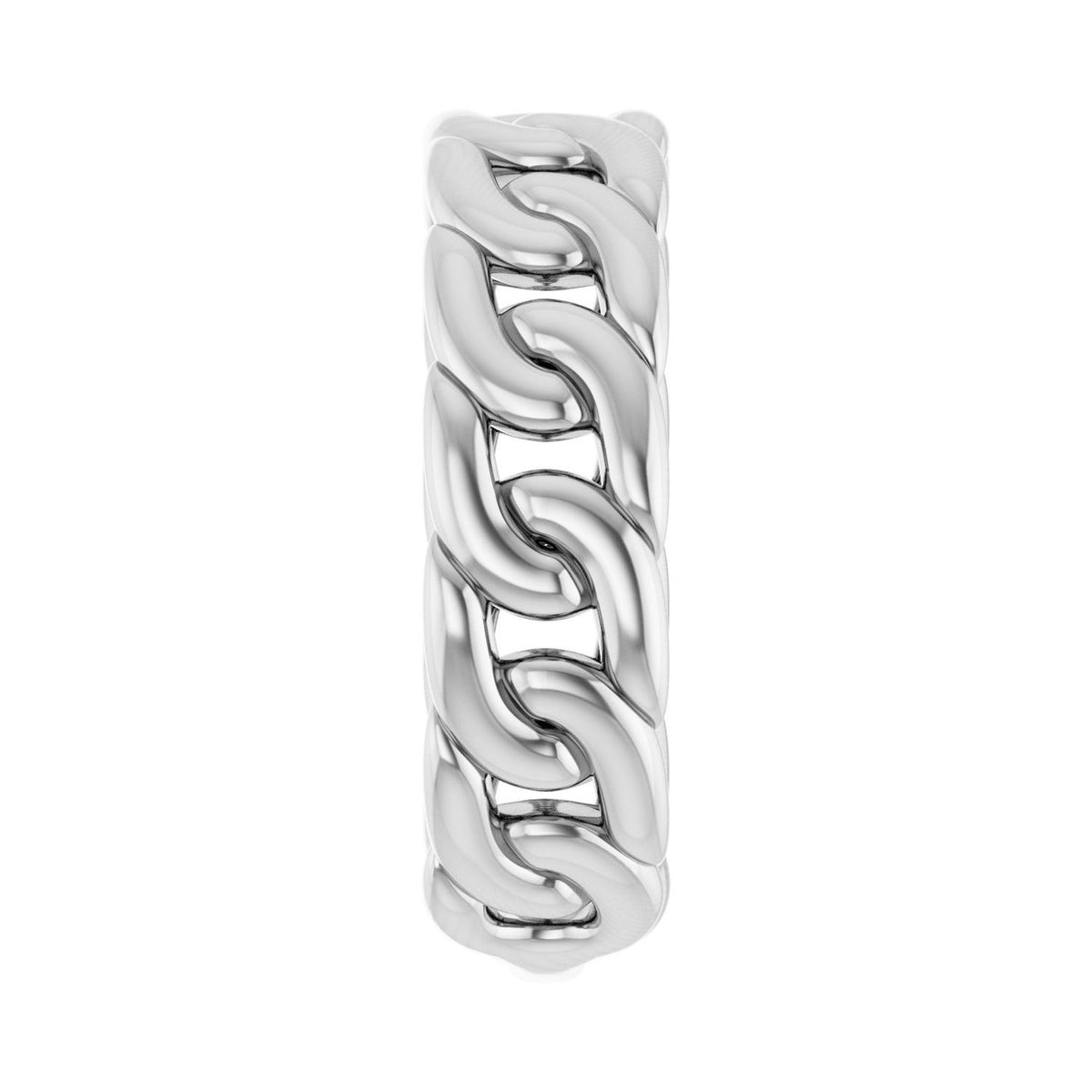 Sapphire Row Gold Chunky Chain Link Ring - 14K White Gold (view 4)