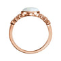 Sapphire Row Natural White Opal Bezel & Diamond Station Ring - 14K Rose Gold (view 2)